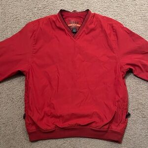IZOD XFG Mens Long Sleeve V-Neck Pullover Windbreaker Jacket Red Size M